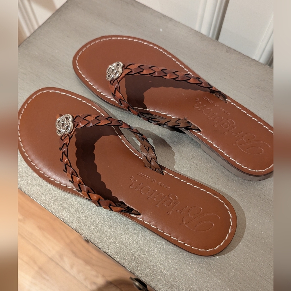 Brighton Tan Braided Sandals with Silver Detail - Picture 3 of 12